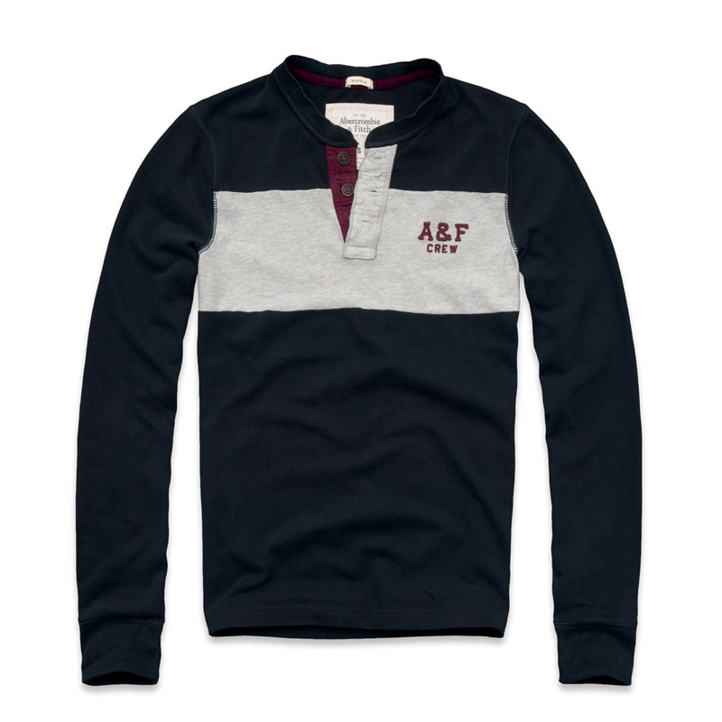 Abercrombie Fitch Hombres Ponte de pie de cuello Largo Remera AF6182